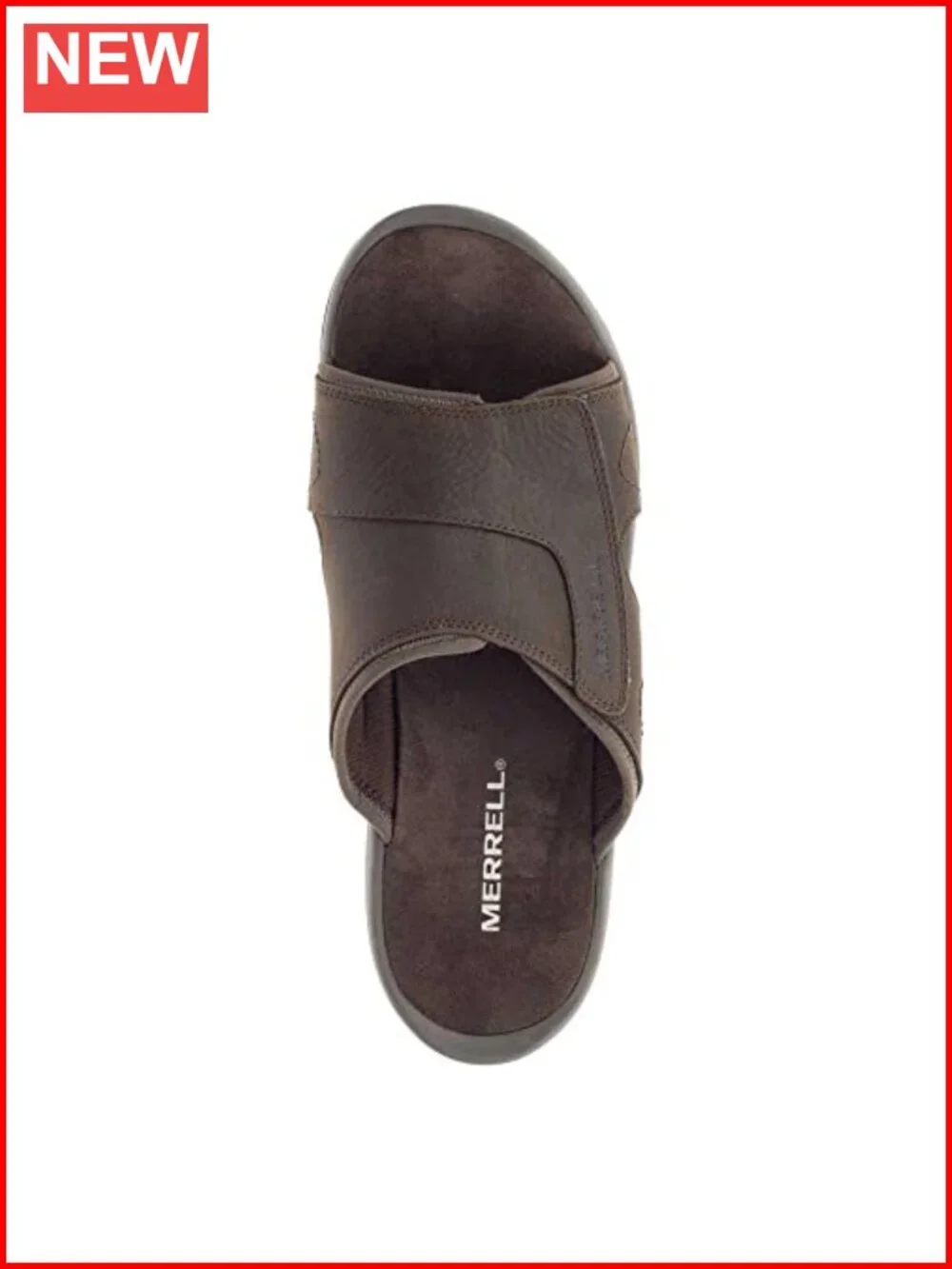 Leather Slide Sandals with Hook & Loop Closure, Cushioned Footbed